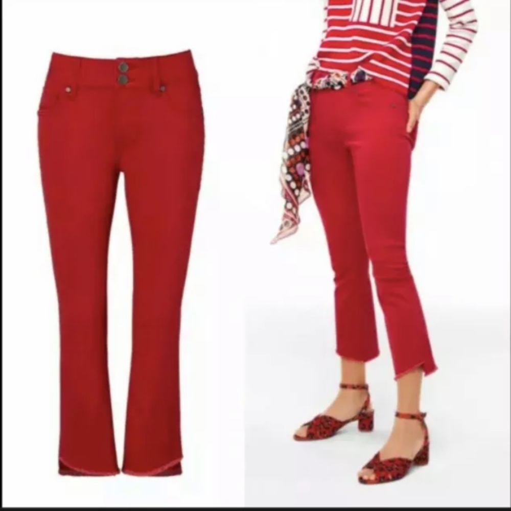 Cabi High Low Crop Pants Style 5692 Red size 12 EUC